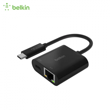 Belkin贝尔金转接头USB-C type-c转千兆以太网口二合一转换器PD60W快充INC001btBK