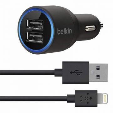 Belkin贝尔金 iPhone/iPad/三星通用双口USB 2.1A车载充电器F8J071bt04