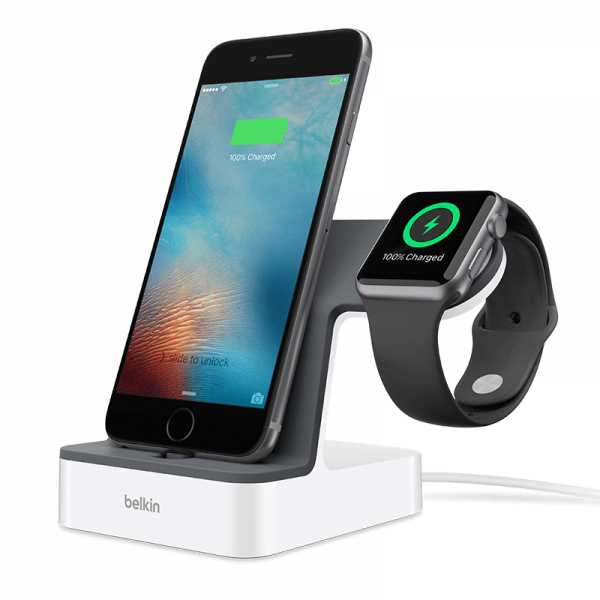 Belkin苹果MFi认证Apple iWatch无线磁力充电支架+iPhone快充二合一底座 